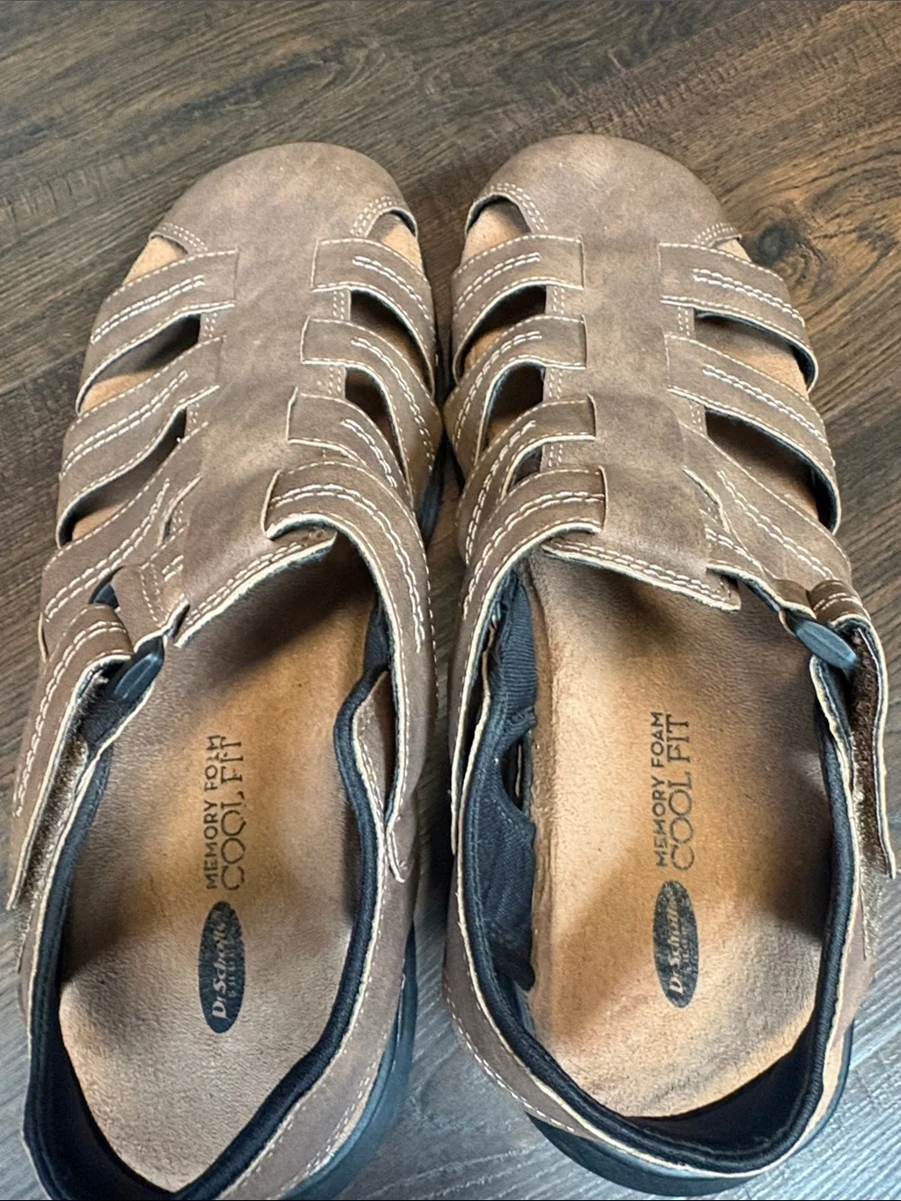 Dr. Schools Candid Fisherman Memory foam Open-Weave Men’s size 10 Sandals Brown